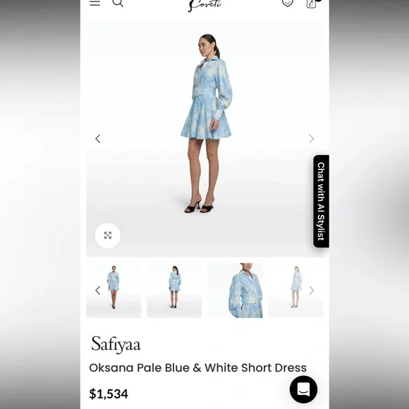 Beulah dress - inspired by safiyaa Oksana Pale Blue & White Short Dress - Picture 5 of 11